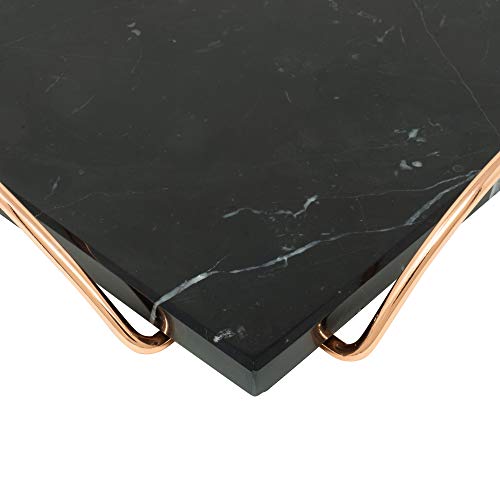 ATP MODERN Decorative Marble Tray with Gold Metal Handles - Vanity Tray - Perfume Tray - Cheese Tray