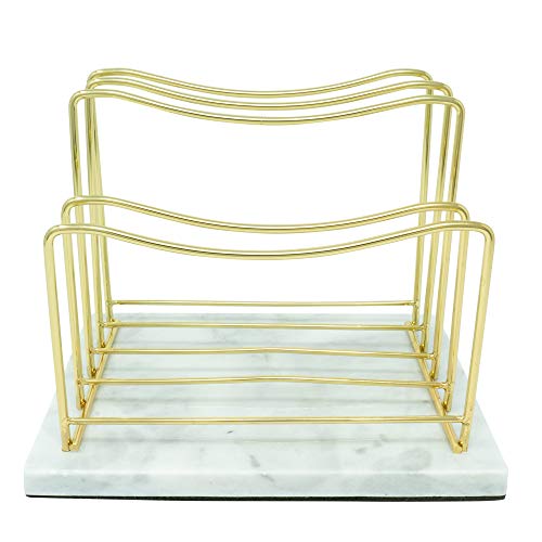 Real Marble File Holder - Marble Desk Accessories - Modern Marble Mail Organizer - Gold Mail Holder & Letter Tray