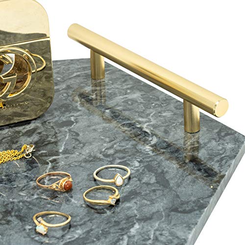 Decorative Marble Tray with Handles Hexagon Gold Designer Modern