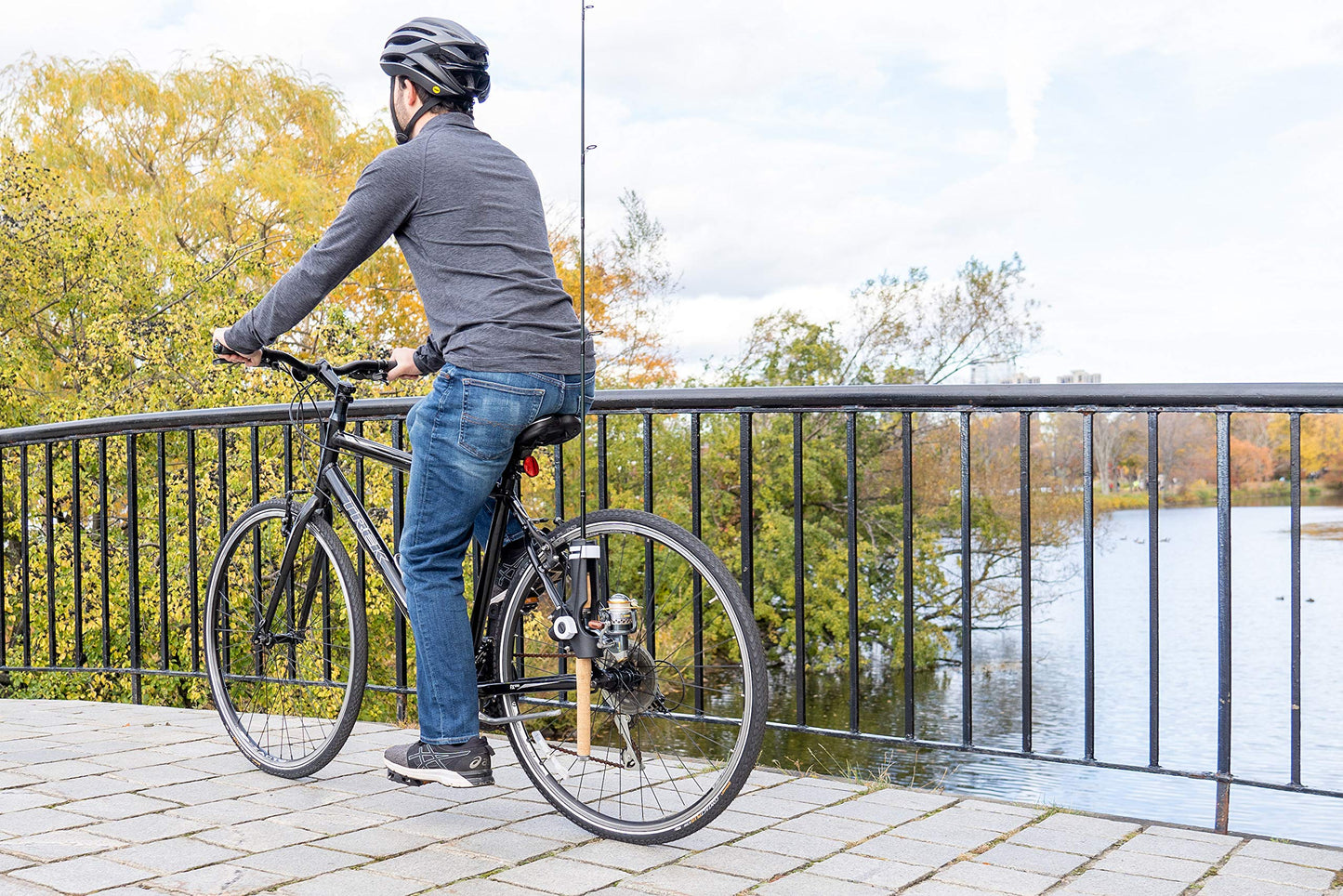 AteamProducts Bike Fishing Rod Holder - Secures Fishing Pole to Bicycle - Easy Mount Rod Rack