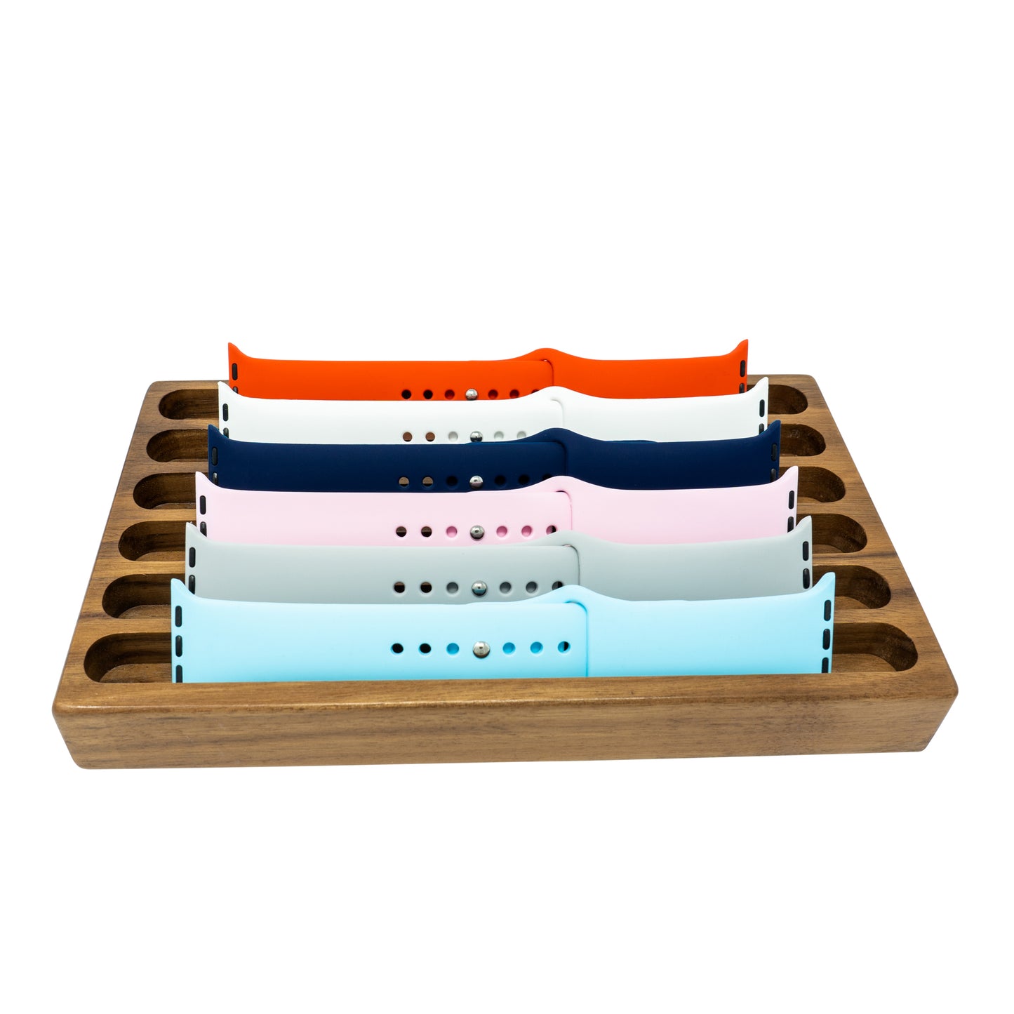 Walnut Wooden Watch Band Organizer - Works with All Apple Watch Bands - Watch Band Holder - Wooden Watch Stand Display - Birthday Gift for Her (Walnut)