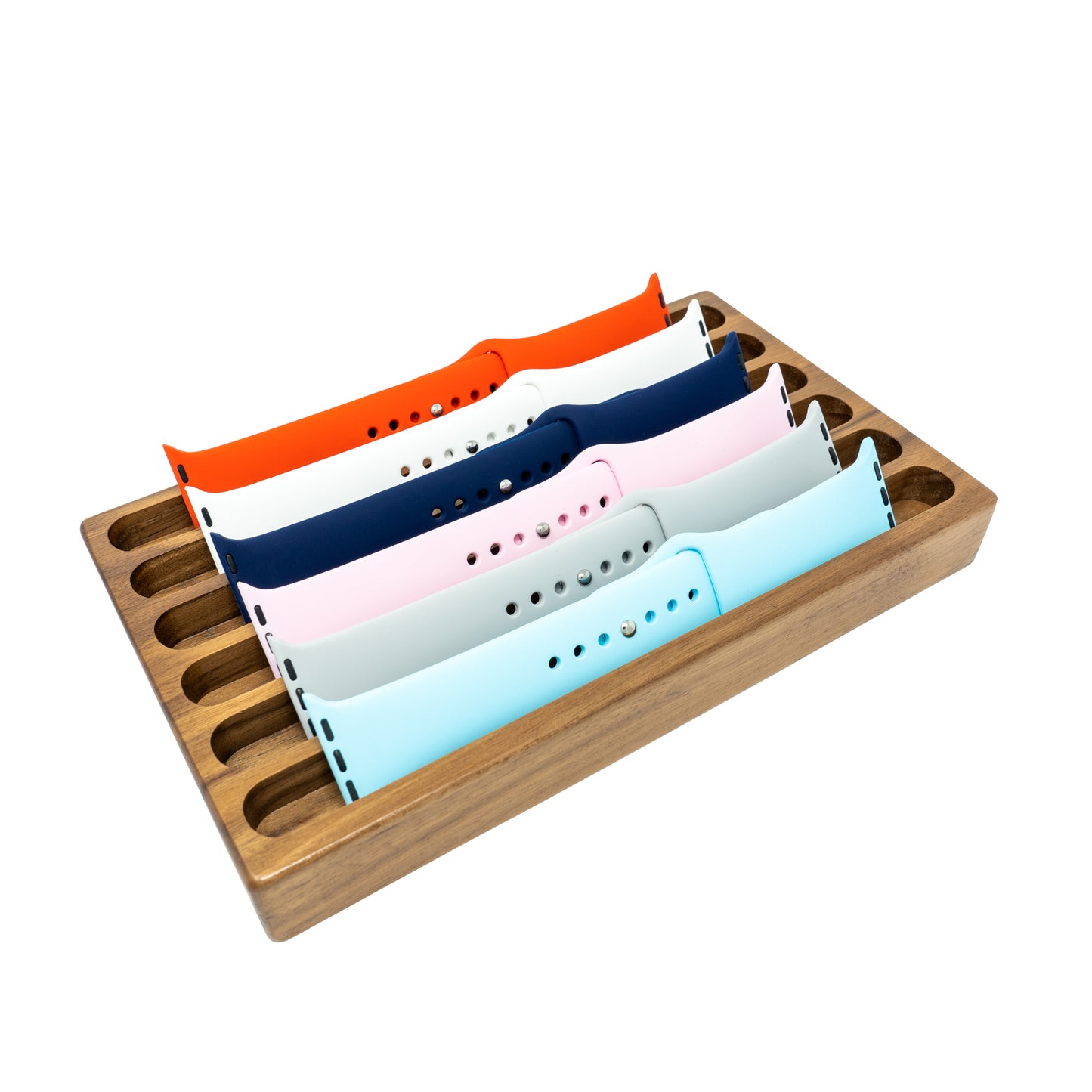 Walnut Wooden Watch Band Organizer - Works with All Apple Watch Bands - Watch Band Holder - Wooden Watch Stand Display - Birthday Gift for Her (Walnut)