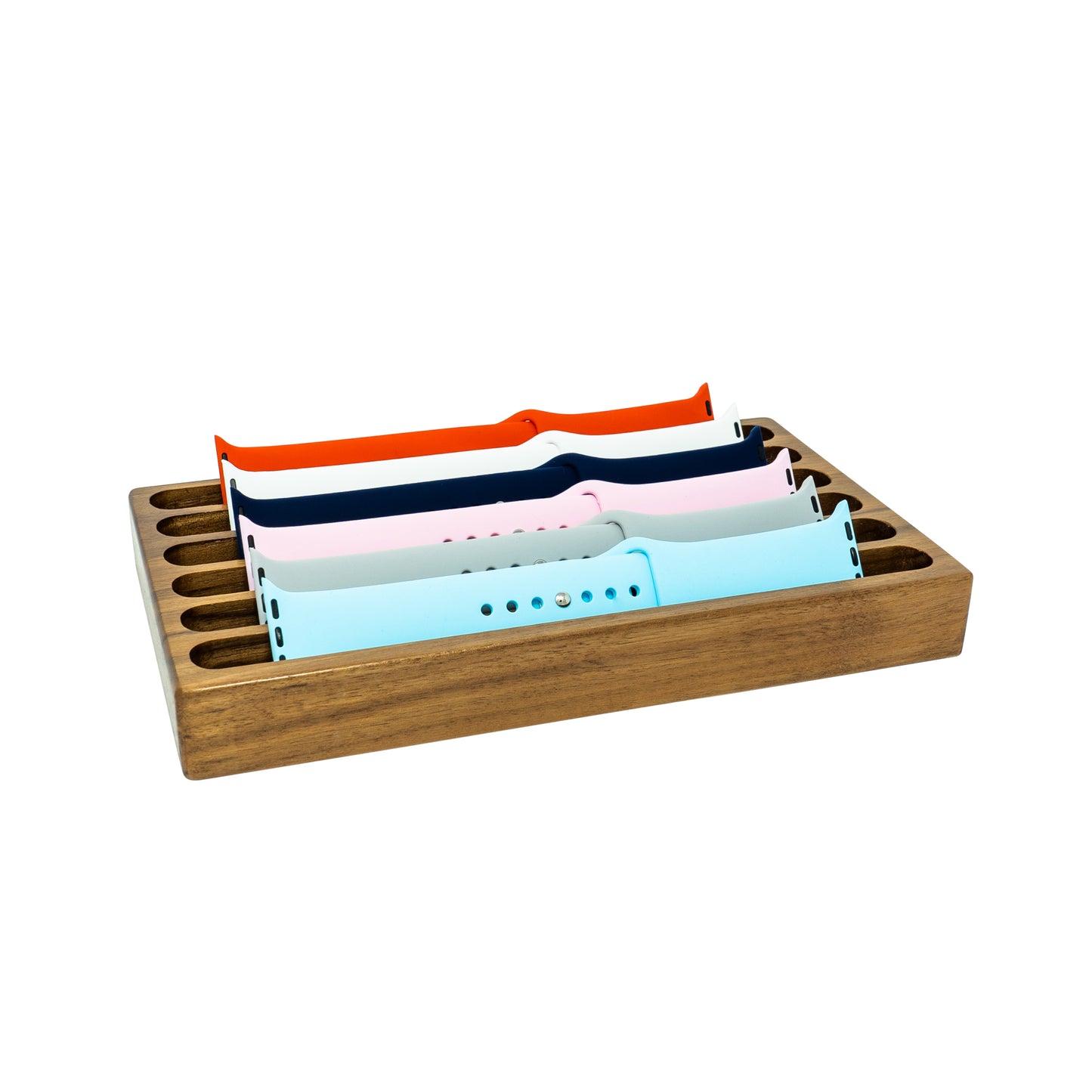Walnut Wooden Watch Band Organizer - Works with All Apple Watch Bands - Watch Band Holder - Wooden Watch Stand Display - Birthday Gift for Her (Walnut)