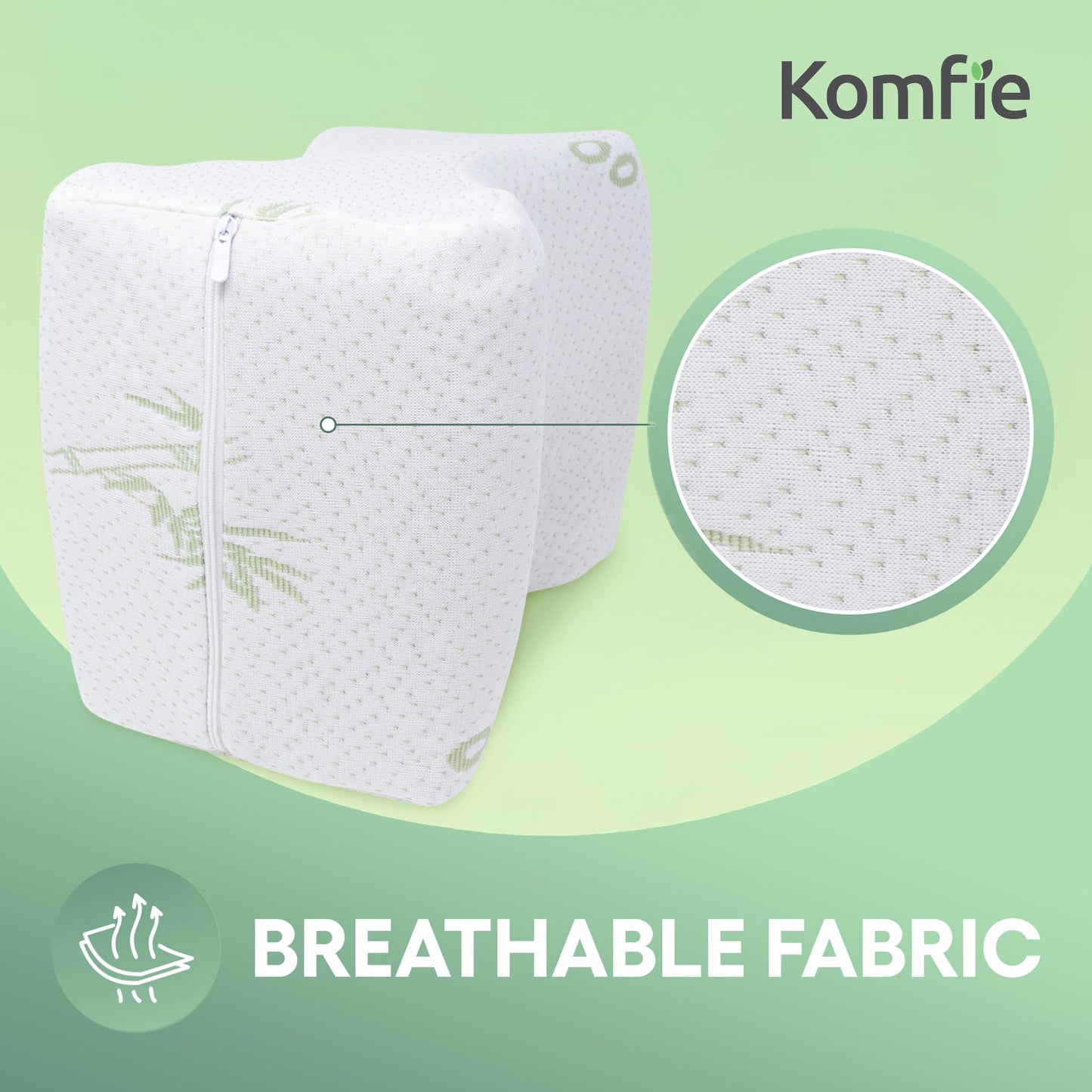 Komfie Bamboo Knee Pillow Cover - Replacement Leg Pillow Case - Cooling Sciatica Pillow Cover - Universal Pregnancy Pillow Cover