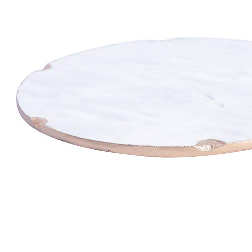 12" White Marble Tray with Gold Trim - Gold Foiled White Tray for Vanity - Chic Modern Decorative Tray