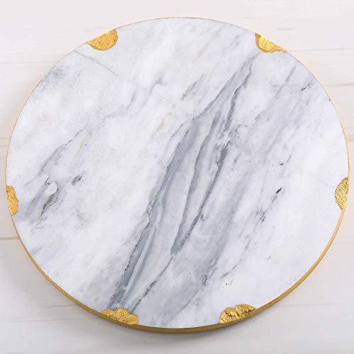 12" White Marble Tray with Gold Trim - Gold Foiled White Tray for Vanity - Chic Modern Decorative Tray