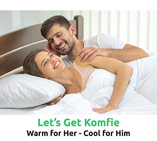 Komfie Couples Comforter 100% Bamboo Eucalyptus Dual Zone Duvet Insert for Him and Her