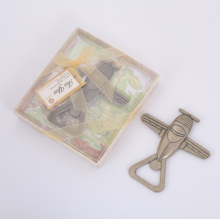 ATP MODERN Antique Airplane Beer Bottle Opener Party Favor Wedding Birthday Gift Box